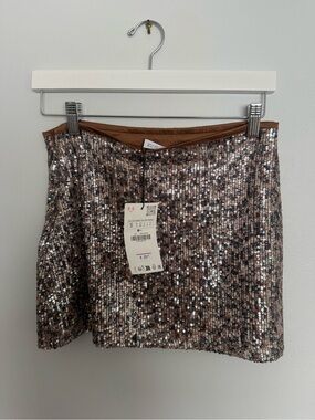 Sequin Mini Skirt Zara cheetah print